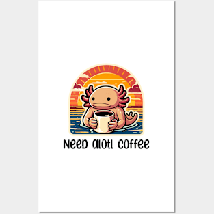 Cute Axolotl Coffee Lover Gifts Posters and Art